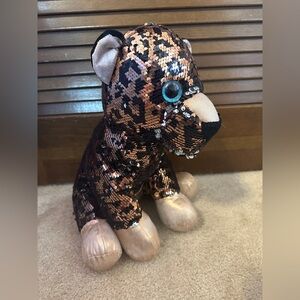 Leopard Cheetah Reversible Flip Sequins Sequin Plush 15” Stuffed Animal